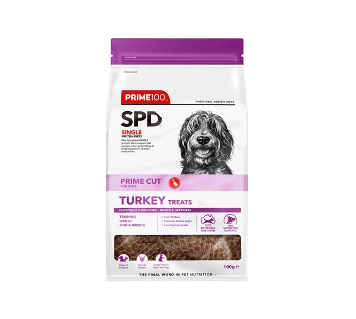 Prime100 Spd Turkey Prime Cut Dog Treats 100g