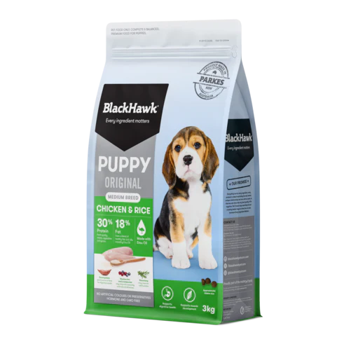BLACK HAWK PUPPY MEDIUM BREED CHICKEN & RICE 3KG