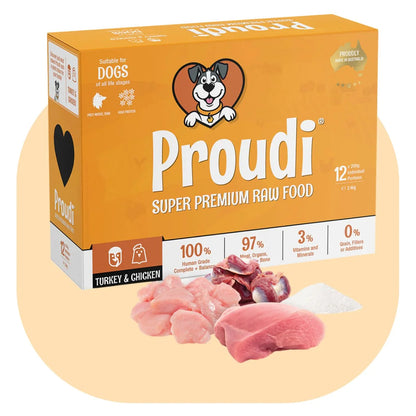 Proudi® Raw Turkey and Chicken Patties for Dogs