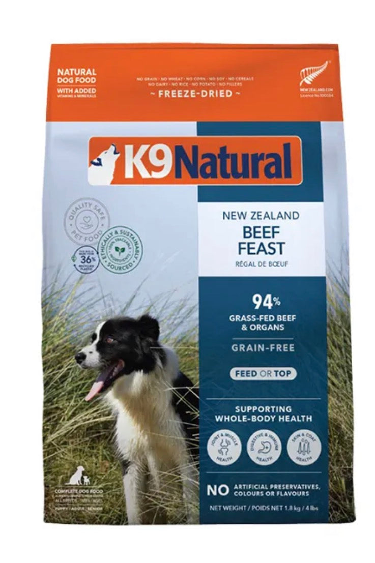 K9 NATURAL GRAIN-FREE FD NZ BEEF FEAST 1.8KG