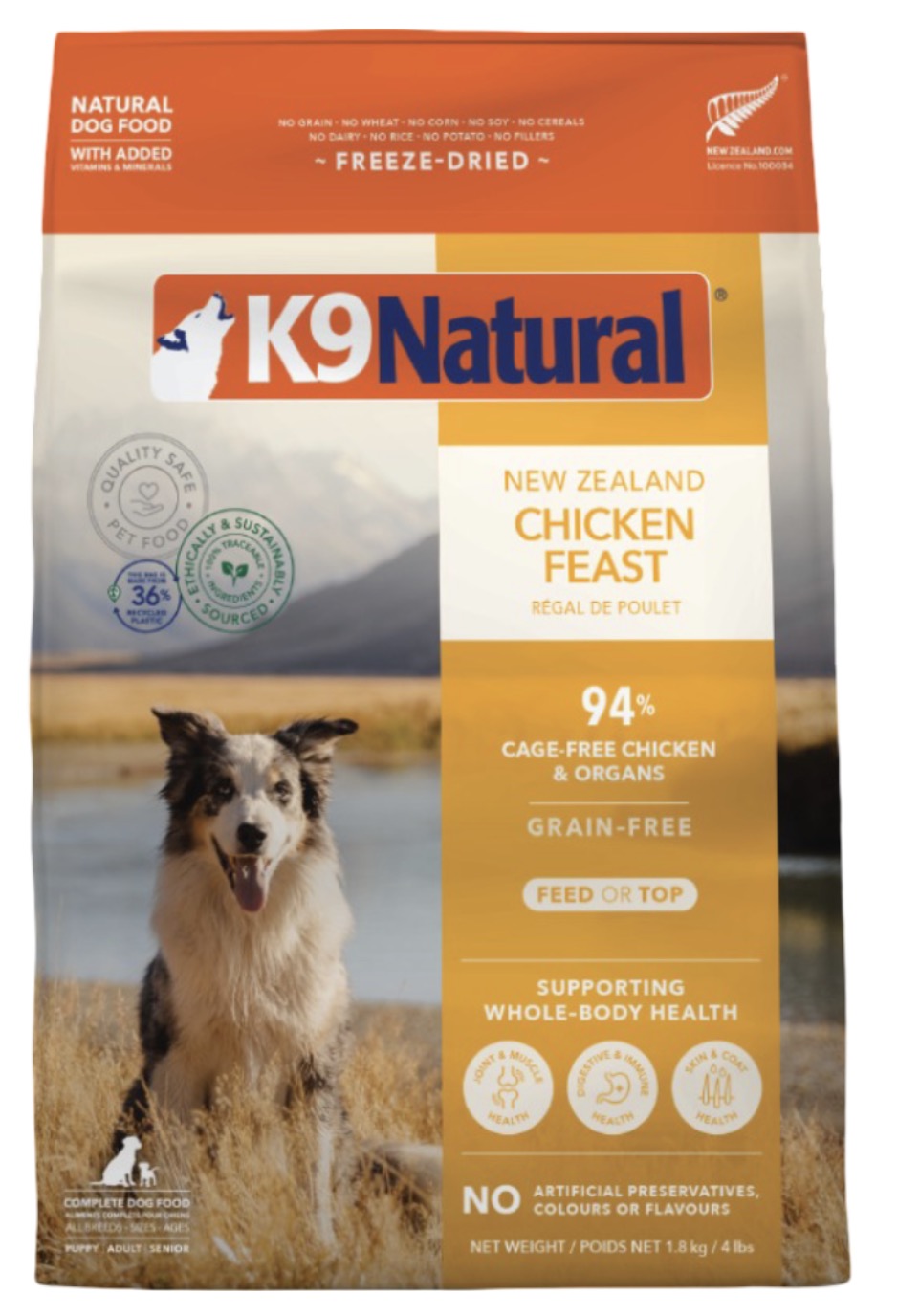 K9 NATURAL GRAIN-FREE FD NZ CHICKEN FEAST 1.8KG