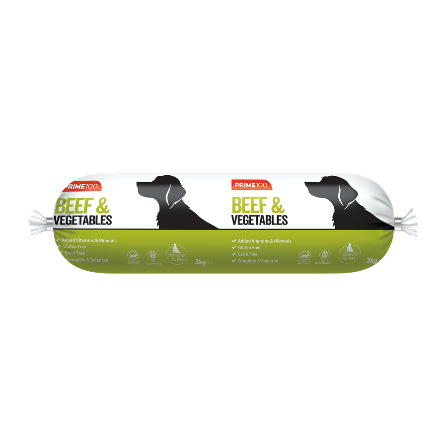 PRIME100 BEEF & VEG 3KG ROLL