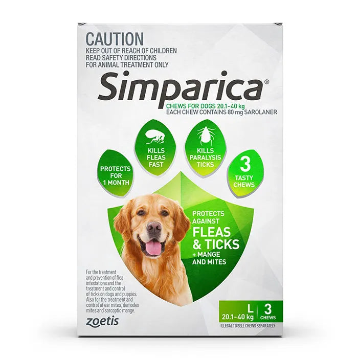SIMPARICA LARGE 20.1-40KG 3S GREEN