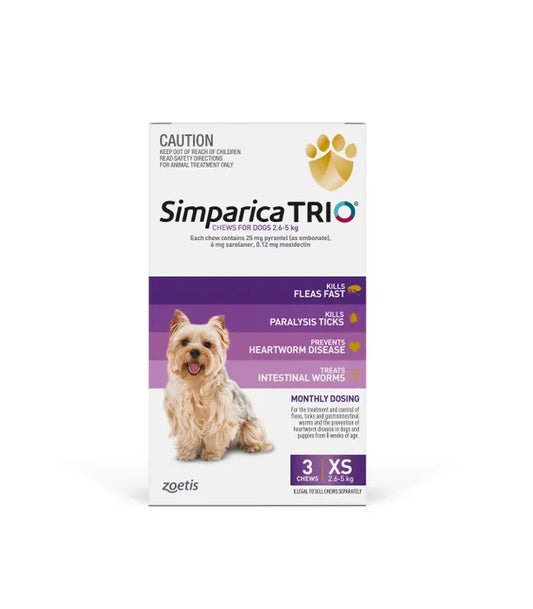 SIMPARICA TRIO 2.6-5KG (PURPLE) 3 PACK