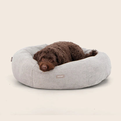 SNOOZA PANELLED CUDDLER DOG BED PEBBLE  MEDIUM