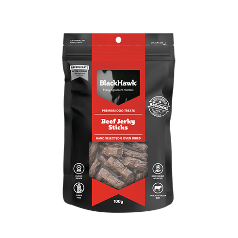BLACK HAWK DOG TREATS BEEF JERKY STICKS